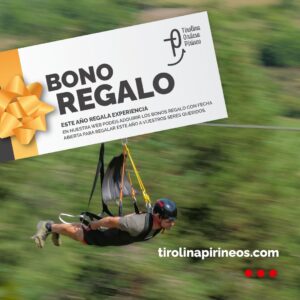 Vuelo en tirolina con tarjeta de bono regalo para experiencias.